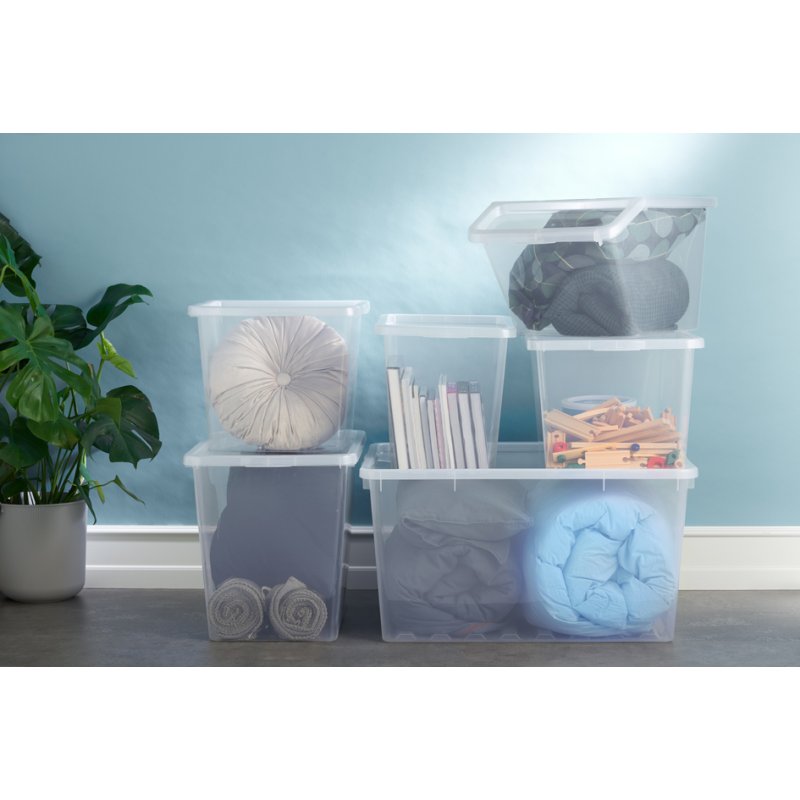 plast team boîte de rangement Basic Box, transparent, 9 litres, empilable